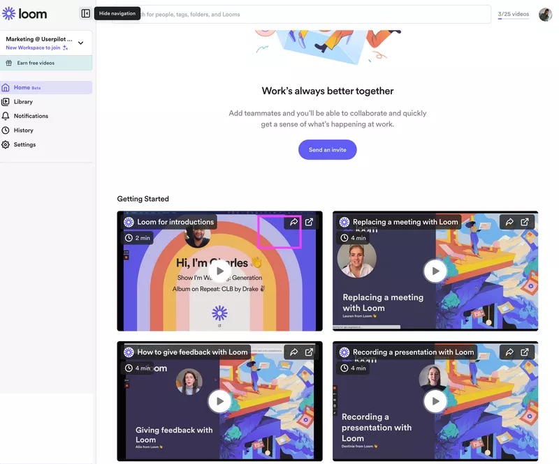 Example of customer onboarding process with videos
