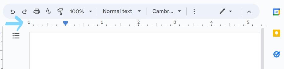 Google Docs Ruler