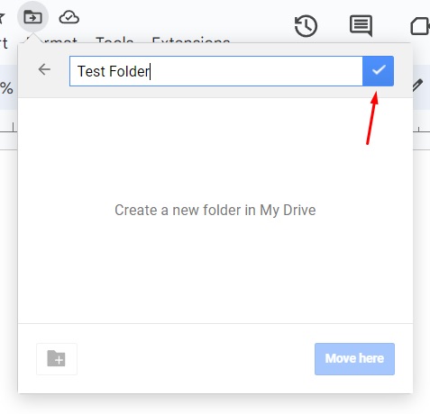 Set folder name in Google Docs