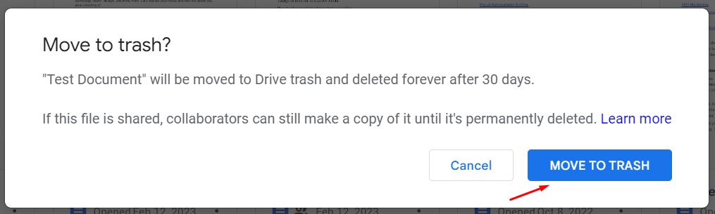 Move to trash dialog