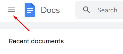 Google Docs hamburger menu