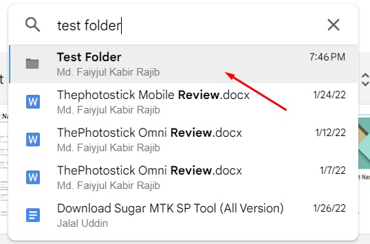 Search for a specific folder or doc in Google Drive