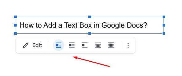 Actions to adjust text box in Google Docs