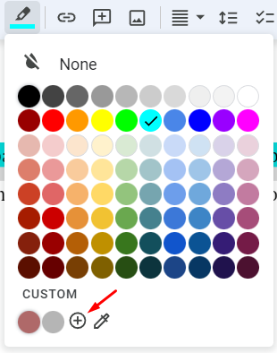 Select a custom text highlight color in Google Docs