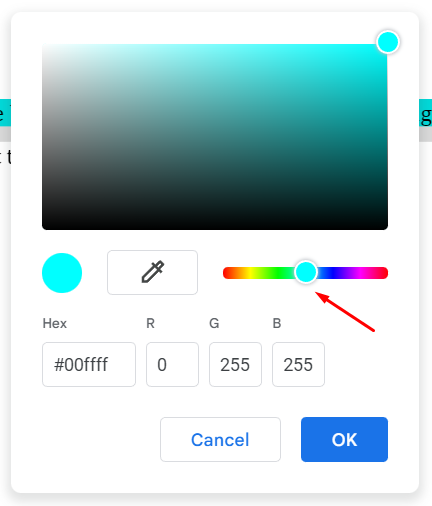 Adjust hue in Google Docs color picker