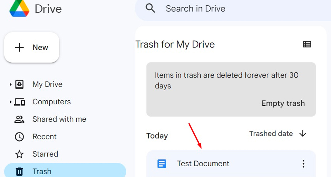 Recover Deleted Google Docs file