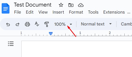 Google Docs zoom menu option