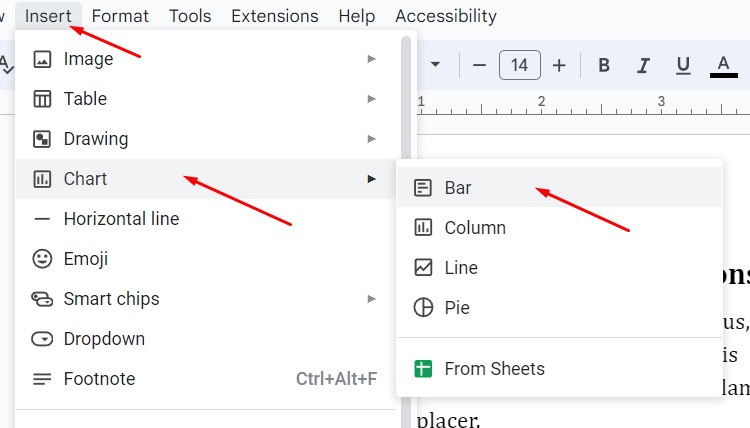 Insert bar chart into Google Docs