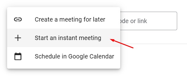 Start a new Google Meeting