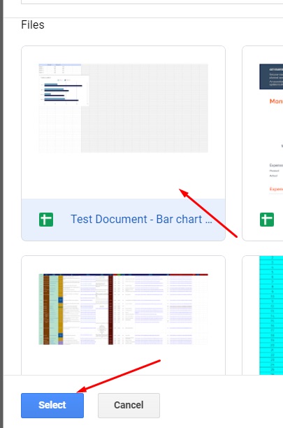 Select chart data to insert
