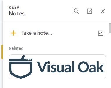 Google Keep sidebar with image