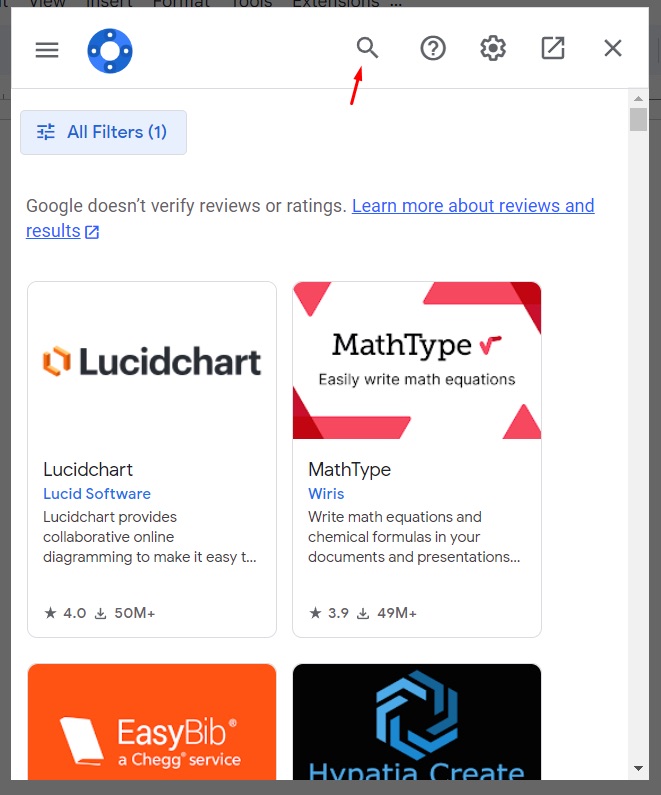 Search for Google Docs extension