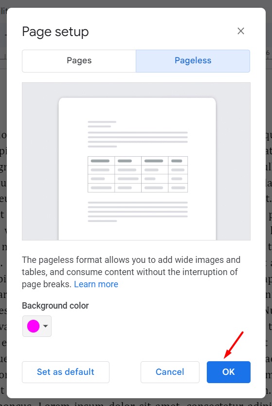 Save custom background color in Google Docs