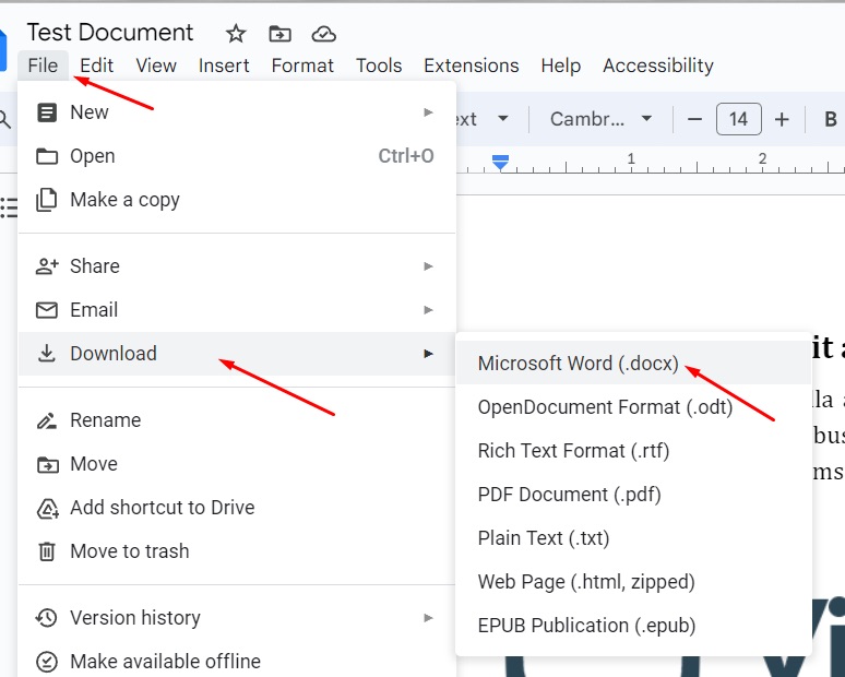 Download Google Doc image as Microsoft Word file