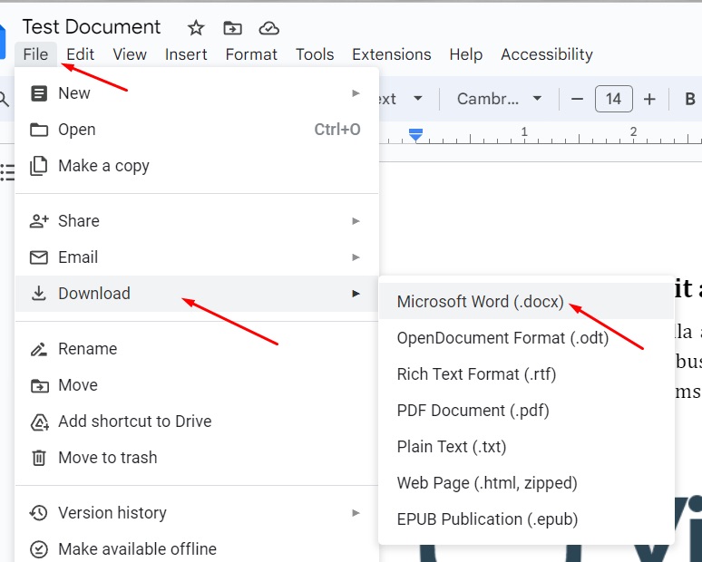 Download Google Doc image as Microsoft Word file