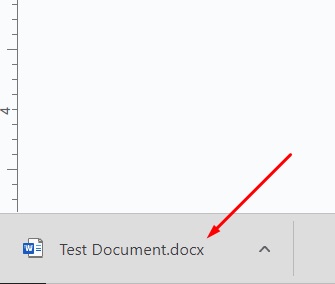 Google Chome download area with Microsoft Word file