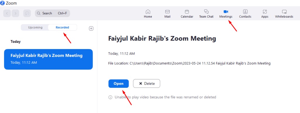 View previously recorded meetings in Zoom
