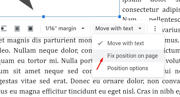Fix position on page