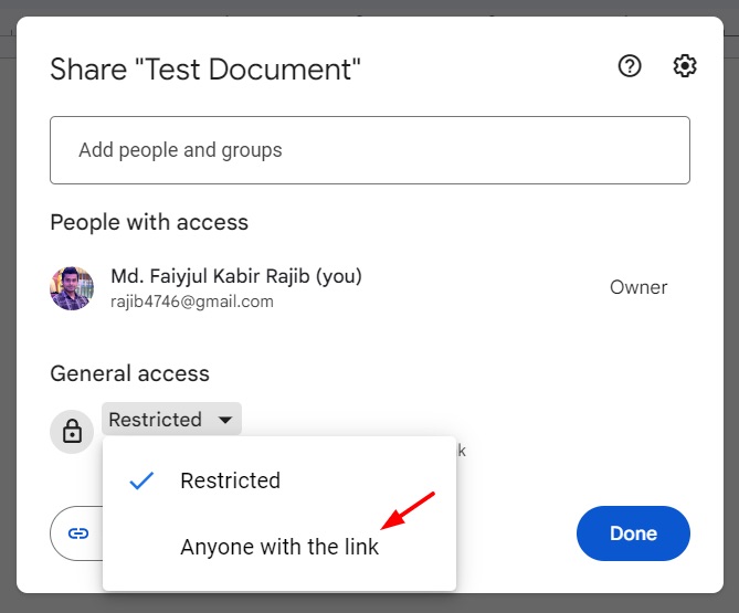 Allow anyone to access your Google Doc