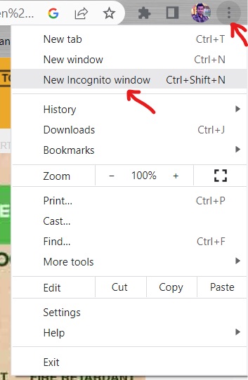 Open incognito window in Google Chrome