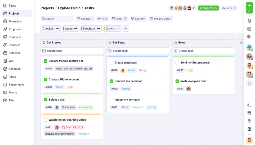 Assign tasks to team members in Plutio