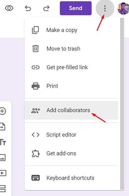 Add collaborators to Google Form