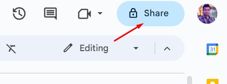 Share button in a Google Doc