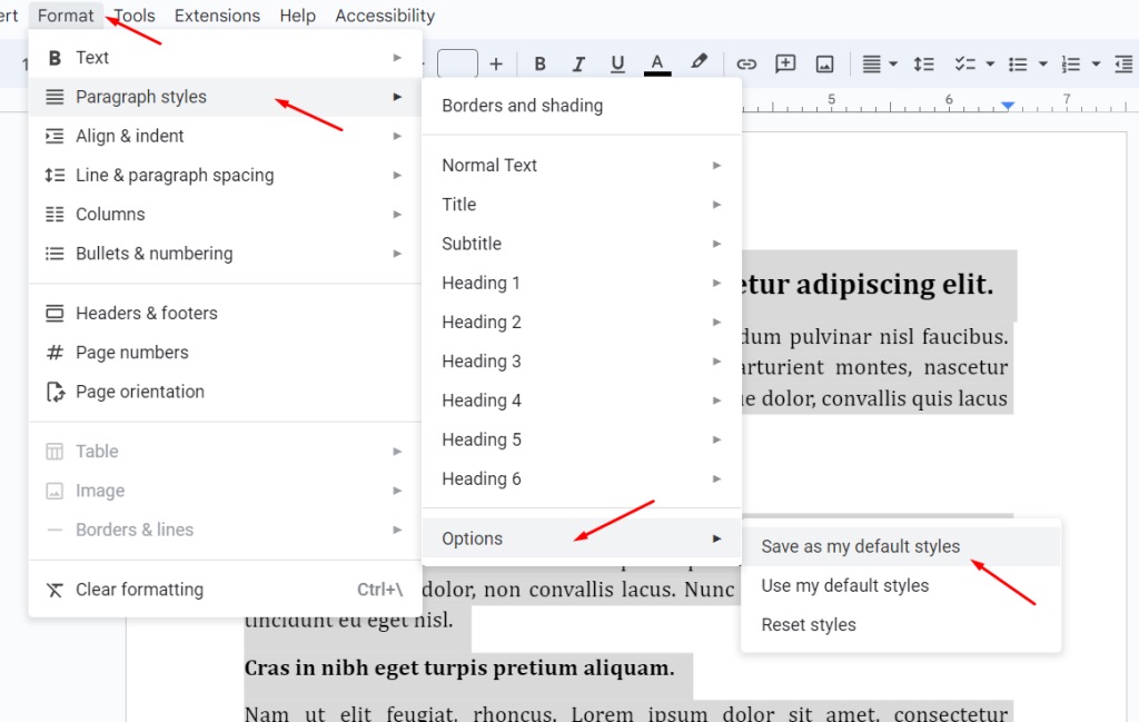 Save new default font styles