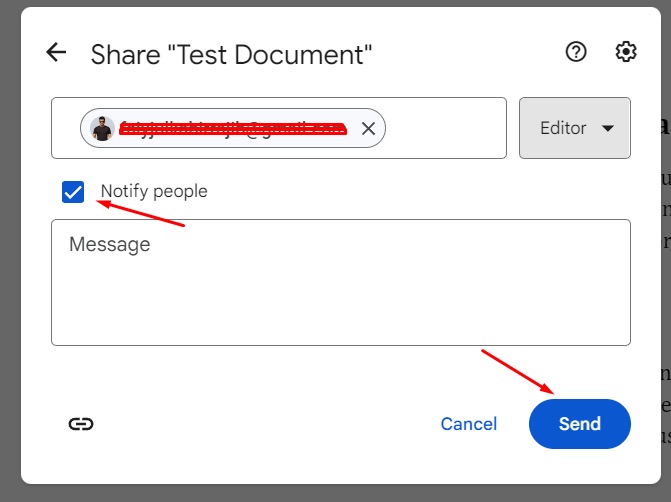 Set option to notify the new document editor