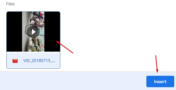 Button to insert a Google Drive video