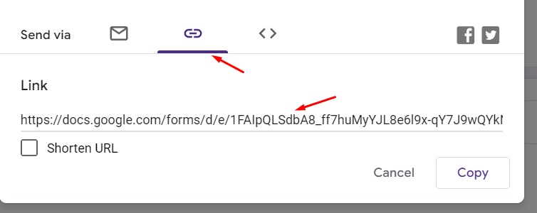 Generate a link to share a Google Form