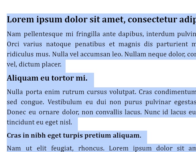 Highlight your document text to change the font